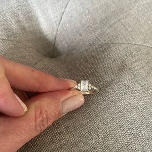 Sterling silver Radiant Cut Cubic Zirconia Engagement Ring